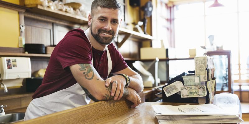 Small business owner happy man