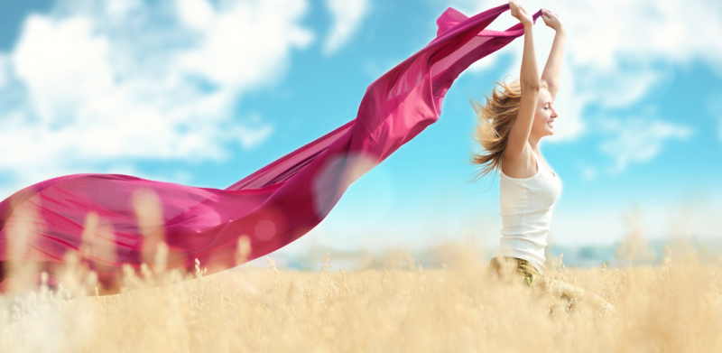 woman running in field