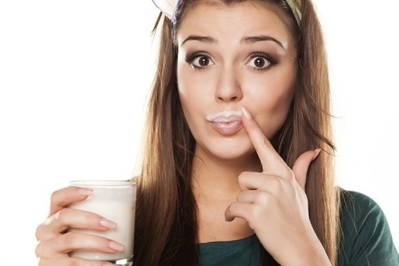 Woman with Milk Moustache