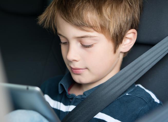 Child on Mobile In Car