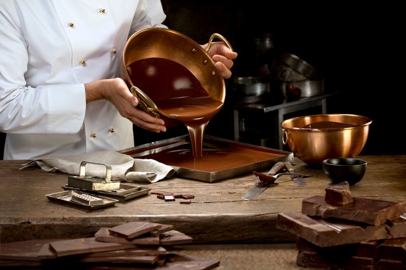 Chocolate Heated Pouring into Mold