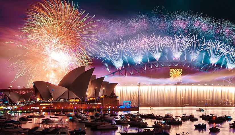 Sydney Fireworks at Opera House and Sydney Harbour Bridge Photo