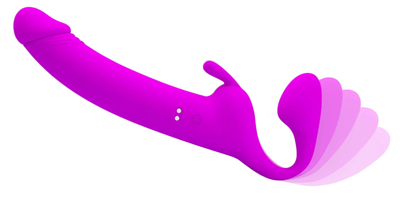 Purple strapless vibrating toy with dual-ended design