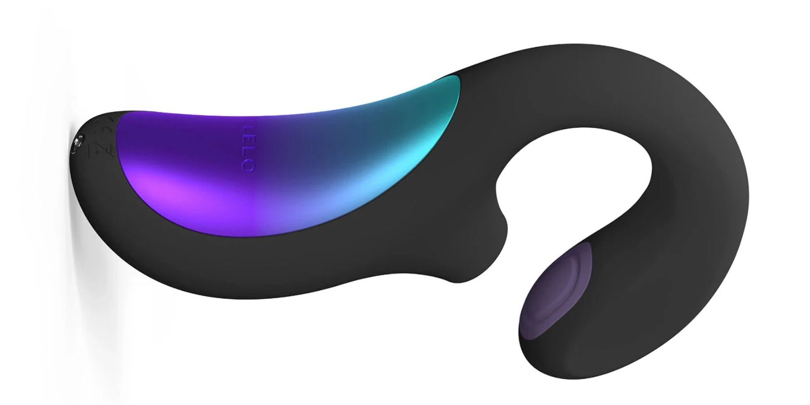 Black silicone dual-stimulation massager with ergonomic design